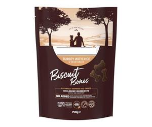 Turkey With Rice & Veg Biscuit Bones Dog Treats 750g - Made, Hypoallergenic, and Easy to Digest Ingredients - Single Source Protein Options