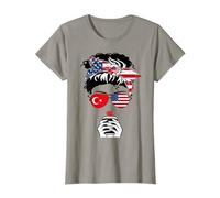 Turkish American Coffee Mama Girl Sister Aunt Turkey US Flag T-Shirt