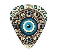 Turkish-Amulet-Evil-Eye 12 Pack Guitar Picks With 3 Thicknesses And Storage Box, Abs Plectrums For Electric Bass Guitar Players
