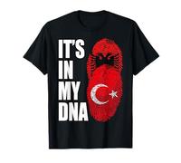 Turkish And Albanian Mix Heritage DNA Flag T-Shirt