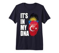 Turkish and Antiguan Mix Heritage DNA Flag Premium T-Shirt