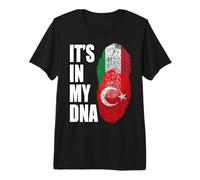 Turkish and Italian Mix Heritage DNA Flag Premium T-Shirt