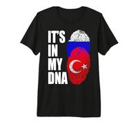 Turkish and Russian Mix Heritage DNA Flag Premium T-Shirt