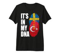 Turkish and Swedish Mix Heritage DNA Flag Premium T-Shirt