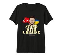 Turkish and Ukrainian Flag Zelensky Stand with Ukraine Premium T-Shirt