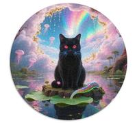 Turkish Angora 1000 Piece Round Puzzle for Adults Kids 14+ Pet Cat Jigsaws Creative Unique Challenge Games Family Game 1000pcs (67.5x67.5cm)