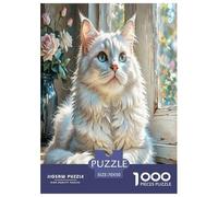 TURKISH ANGORA 1000 Pieces Animal Jigsaw Puzzles with Paper Art Perfect for Relaxation Adults Or Families Fit Stunning Puzzle 70x50cm/1000pcs