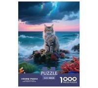 Turkish Angora 1000 Pieces Jigsaw Puzzles Cute Cat for Kids Staycation Kill Time Home Decoration Educational Games Gifts Age 14+ ForAdults 38x26cm/1000pcs