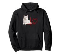 Turkish Angora Cat Heartbeat Pet Love Design Pullover Hoodie