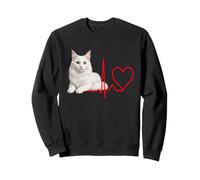 Turkish Angora Cat Heartbeat Pet Love Design Sweatshirt