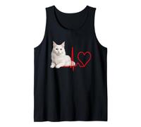 Turkish Angora Cat Heartbeat Pet Love Design Tank Top