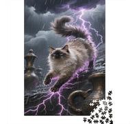 Turkish Angora Jigsaw Puzzles Puzzle for Adults Kids. 1000 Pieces Storm Lightning Whimsical Challenge Toy Home Decoration for Adults& Kids Age 14 Years Up 1000pcs (75x50cm)