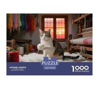 Turkish Angora Puzzle 1000 Pieces for Adults Mindful Relaxing Hobby Pet Cat Eco-Friendly Thick Board 70x50cm/1000pcs