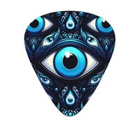 Turkish-Blue-Evil-Eye-Bead 12 Pack Guitar Picks With 3 Thicknesses And Storage Box, Abs Plectrums For Electric Bass Guitar Players