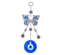 Turkish Blue Evil Eye Wall Hanging Glass and Alloy Butterfly Shape Pendant Lucky Ornament Home Decor