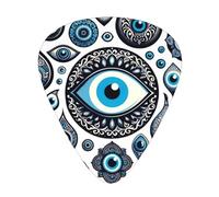 Turkish-Blue-Evil-Eyes 12 Pack Guitar Picks With 3 Thicknesses And Storage Box, Abs Plectrums For Electric Bass Guitar Players