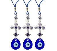 Turkish Blue Eye Evil Eye Wall Hanging TAIZER Handmade Evil Eye Lucky Charm Talisman Eye Ornament Amulet Decoration Home Office Decor Protection Blessing Gift Glass Beads Pendant Car Charm (1, Oval)