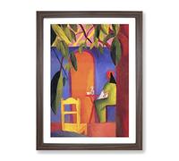 Turkish Cafe By August Macke Classic Painting Framed Wall Art Print, Ready to Hang Picture for Living Room Bedroom Home Office Décor, Walnut A3 (34 x 46 cm)