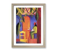 Turkish Cafe By August Macke Classic Painting Framed Wall Art Print, Ready to Hang Picture for Living Room Bedroom Home Office Décor, Oak A2 (64 x 46 cm)