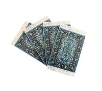 Turkish Carpet Coasters Set of 4 - mini Drink mats with Fringe, Protective and Decorative for Home or Office | Dining Accessory