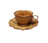 Turkish Ceramic Coffee Mug, Espresso Cups with Saucers, 7 oz Cappuccino Coffee Cups for Latte, Hot Tea, Cappuccino, Mocha, Cocoa，Elegant Personalized Mug with Gift Box