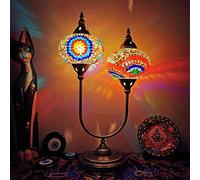 Turkish Classic Mosaic Desk Lamp，Moroccan Bohemian Table Night Light， LED Decor Lamp for Bar Coffee (Color : Lemon Yellow)