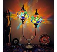 Turkish Classic Mosaic Desk Lamp，Moroccan Bohemian Table Night Light， LED Decor Lamp for Bar Coffee (Color : Lemon Yellow)