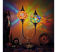 Turkish Classic Mosaic Desk Lamp，Moroccan Bohemian Table Night Light， LED Decor Lamp for Bar Coffee (Color : Lemon Yellow)
