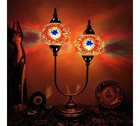Turkish Classic Mosaic Desk Lamp，Moroccan Bohemian Table Night Light， LED Decor Lamp for Bar Coffee (Color : Lemon Yellow)