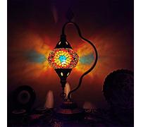 Turkish Classic Multi-arc Half Moon Table Night Light，Moroccan Bohemian Desk Lamp，LED Decor Lamp for Bar Coffee (Color : Watermelon red)