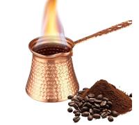 Turkish Coffee Pot - 4.72 Inches Milk Warmer Pot | Arabic Coffee Alloy Copper-Plated Design with Hammer Pattern, Fast Heating, Perfect for Home Brewing