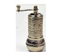 Turkish Copper Pepper Coffee Spice Salt Grinder Hand Mill Traditional Handmade 4.3 inch Kitchenware Gift Decorative Embroidered (Color : Silver)