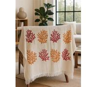 Turkish Cotton Dreamcatcher Print Peshtemal, White Muslin Hammam Towel, Lightweight Quick Dry Beach Throw, Boho Style (colored coral)