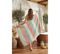 Turkish Cotton Peshtemal Beach Towel 90x180 cm - Washed Soft Fabric, Quick Dry, Lightweight Hammam Towel - Green