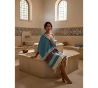 Turkish Cotton Peshtemal Beach Towel 90x180 cm - Washed Soft Fabric, Quick Dry, Lightweight Hammam Towel - Blue