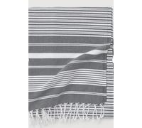 Turkish Cotton Peshtemal Towel, Gray and White Striped, Lightweight Beach Bath Towel, Traditional Hammam Style