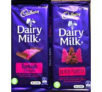 Turkish Delight & Black Forest 1 of Each Cadbury Dairy Milk Chocolate Bars (Pack of 2) Gift Bundle LETTERBOX Friendly Box by Manchester Pickers