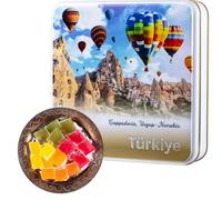 Turkish Delight Gift Box Lokum Dessert Baklava Pastries Sweets Gift Box In Elegant Tin Corporate, Christmas, Thanksgiving Food Gifts For Women, Mens, Mum, Dad (Lokum MixedFruits)