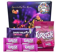Turkish Delight Milk Chocolate Christmas Hamper - Festive Gift Box with Mini Delights & Dairy Milk Bar | Xmas Eve Presents for Women, Men, Kids, Friends & Loved Ones