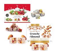 Turkish Delight Pistachio & Pomegranate, Caramel & Almond Traditionally Handmade Vegan Sweets 750g (2 x Mixed Flavours 750g)