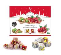 Turkish Delight Pistachio & Pomegranate, Caramel & Almond Traditionally Handmade Vegan Sweets 750g (Pistachio & Pomegranate 750g)