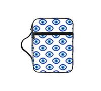 Turkish Evil Eye Bible Cover Case with Handle, Water-Resistant Oxford Fabric Bible Bag Organizer with Zipper Pockets for Church