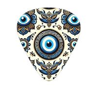 Turkish-Evil-Eye-Symbol 12 Pack Guitar Picks With 3 Thicknesses And Storage Box, Abs Plectrums For Electric Bass Guitar Players