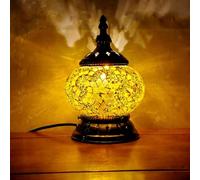 Turkish Exotic Mosaic Table Lamp with Handmade Moroccan-style Decorative Glass Retro Lamp Shade with USB Decorative Desk Lights Bedside Lights for Bedroom