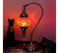 Turkish Exotic Mosaic Table Lamp with Handmade Moroccan-style Retro Lamp Shade Decorative Lights for Bedroom Christmas Halloween Office Art Decor