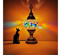 Turkish Exotic Mosaic Table Lamp with Handmade Moroccan-style Retro Lamp Shade Decorative Lights for Bedroom Christmas Halloween Office Art Decor
