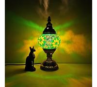 Turkish Exotic Mosaic Table Lamp with Handmade Moroccan-style Retro Lamp Shade Decorative Lights for Bedroom Christmas Halloween Office Art Decor