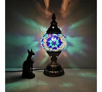Turkish Exotic Mosaic Table Lamp with Handmade Moroccan-style Retro Lamp Shade Decorative Lights for Bedroom Christmas Halloween Office Art Decor