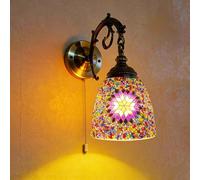 Turkish Exotic Mosaic Wall Lamp Handmade Moroccan-style Retro Lamp Shade Wired Version Decorative Lights for Bedroom Christmas Hallway Balcony Art Decor 220V