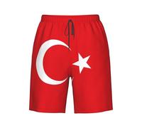 Turkish Flag Men's Beach Short Classic Swim Trunks Comfortable Swim Shorts for Hiking Running Pool S